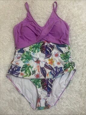 NEW Century Star Athletic Floral Tropical One Piece Swimsuit Size XXL